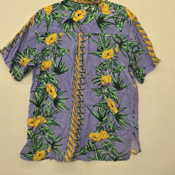 Big Dogs California Poppy Rayon Button Down Shirt Men's Size Small Vintage Blue - Picture 10 of 10